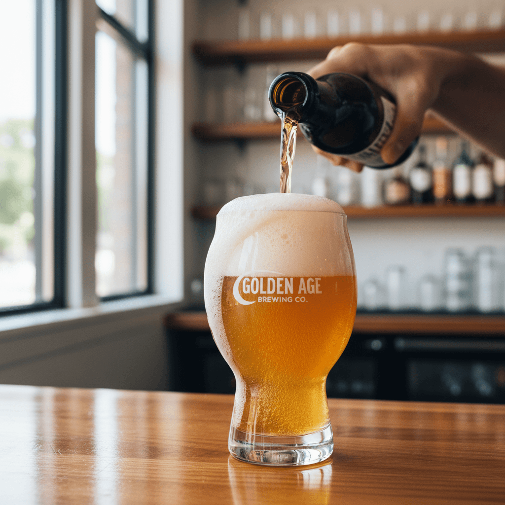 Craft beer being poured at the bar